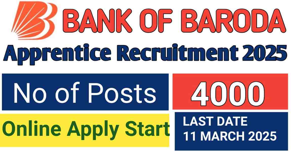 Bank of Baroda Apprentice Recruitment 2025: ऑनलाइन अप्लाई, नोटिफिकेशन, योग्यता, लास्ट डेट