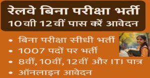 Railway Vacancy 2025: रेलवे बिना परीक्षा भर्ती, 10वीं 12वीं पास करें आवेदन